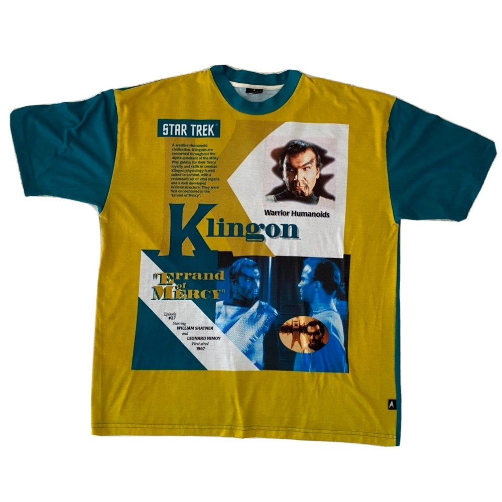 Vtg 90s Star Trek Men's T Shirt Size 2X Klingon Errand Of Mercy Graphic Spock